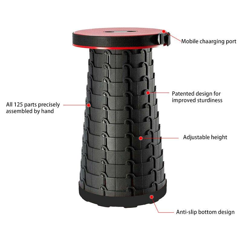 Folding Stool Seat Portable Retractable Telescopic Camping Fishing Travel Chairs