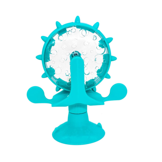 Pet Cat Interactive Feeding Spinning Wheel Leaking Food Dispense Windmill Toy