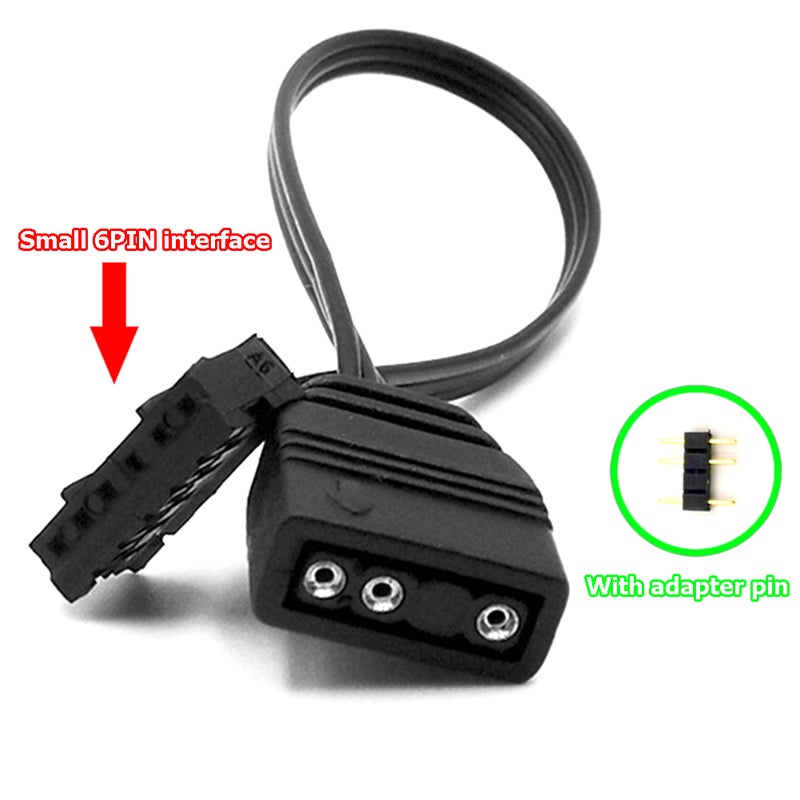 For Coolmoon Fan Controller Adapter Cable Small 4Pin6pin To 5V Argb 3Pin Converter Cord