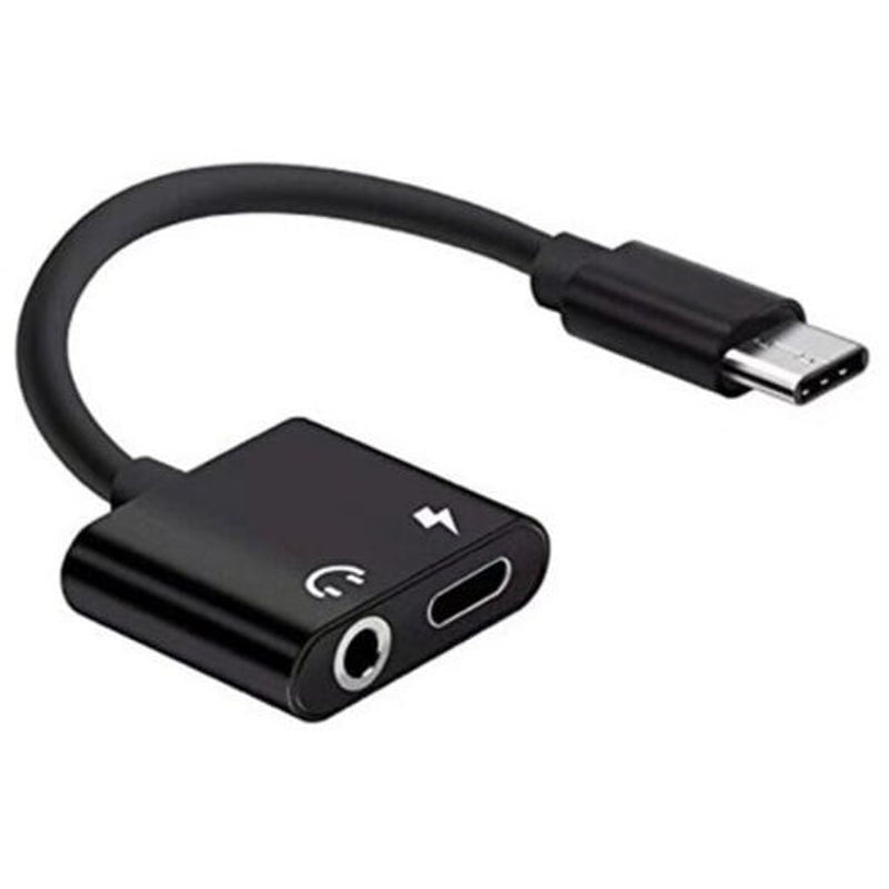 For Huawei / Xiaomi Oppo Mobile Phone And Other Type C Swivel 3.5 Port Two In One Black