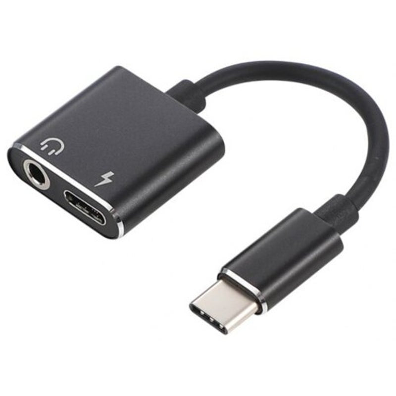For Huawei / Xiaomi Oppo Mobile Phone And Other Type C Swivel 3.5 Port Two In One Black