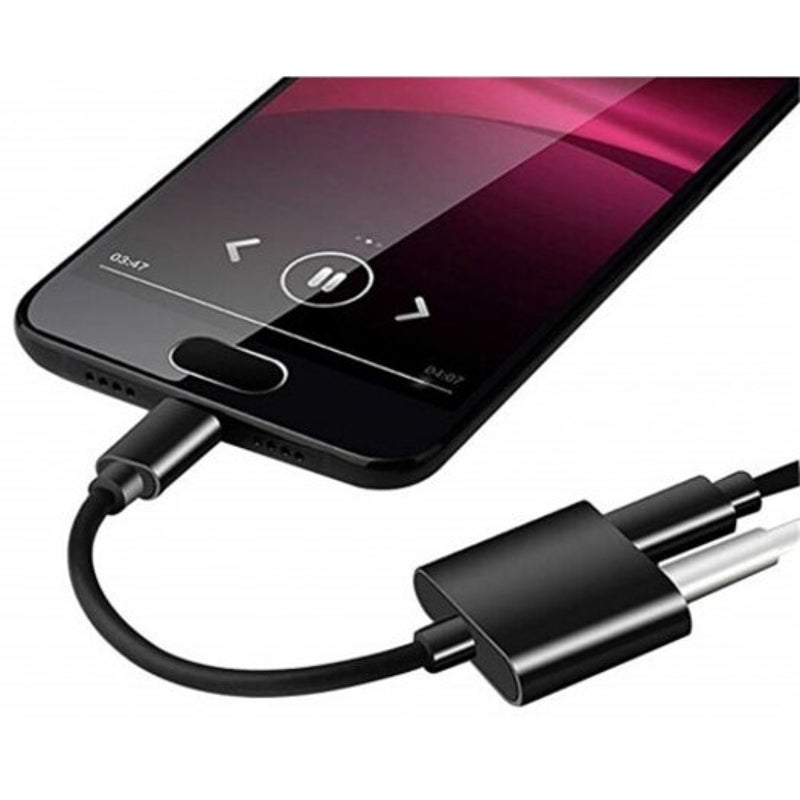For Huawei / Xiaomi Oppo Mobile Phone And Other Type C Swivel 3.5 Port Two In One Black