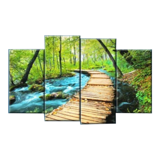 Forest Path Print Wall Art Split Canvas Paintings Green 2Pcs12242pcs1231 Inch No Frame