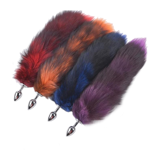 Fox Faux Fur Tail Metal Anal Stainless Steel Butt Plug Bdsm