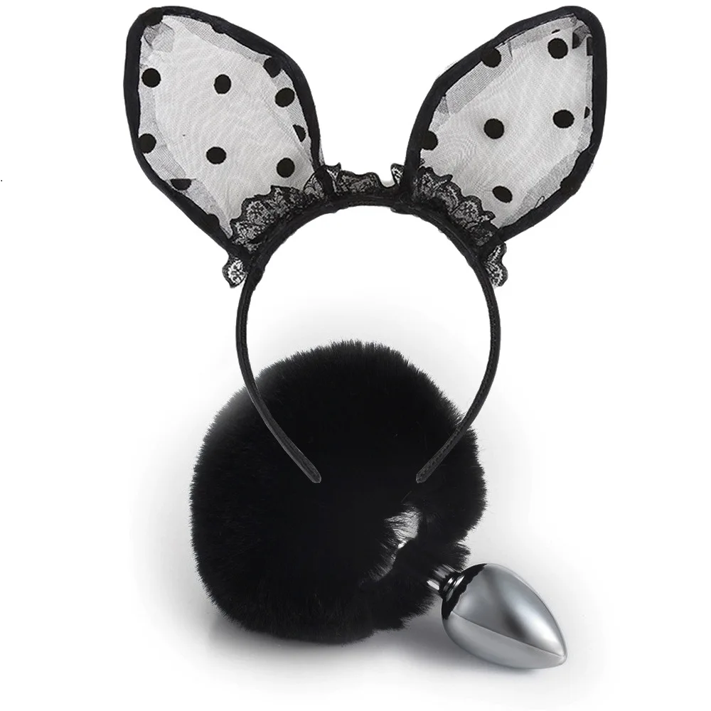 Fox Tail Anal Plug Plush Cat Ears Headbands Set For Women Toys