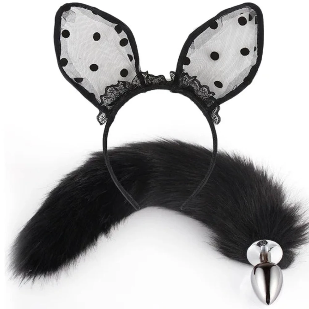 Fox Tail Anal Plug Plush Cat Ears Headbands Set For Women Toys