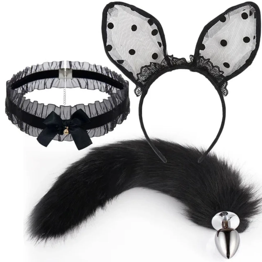 Fox Tail Anal Plug Plush Cat Ears Headbands Set For Women Toys