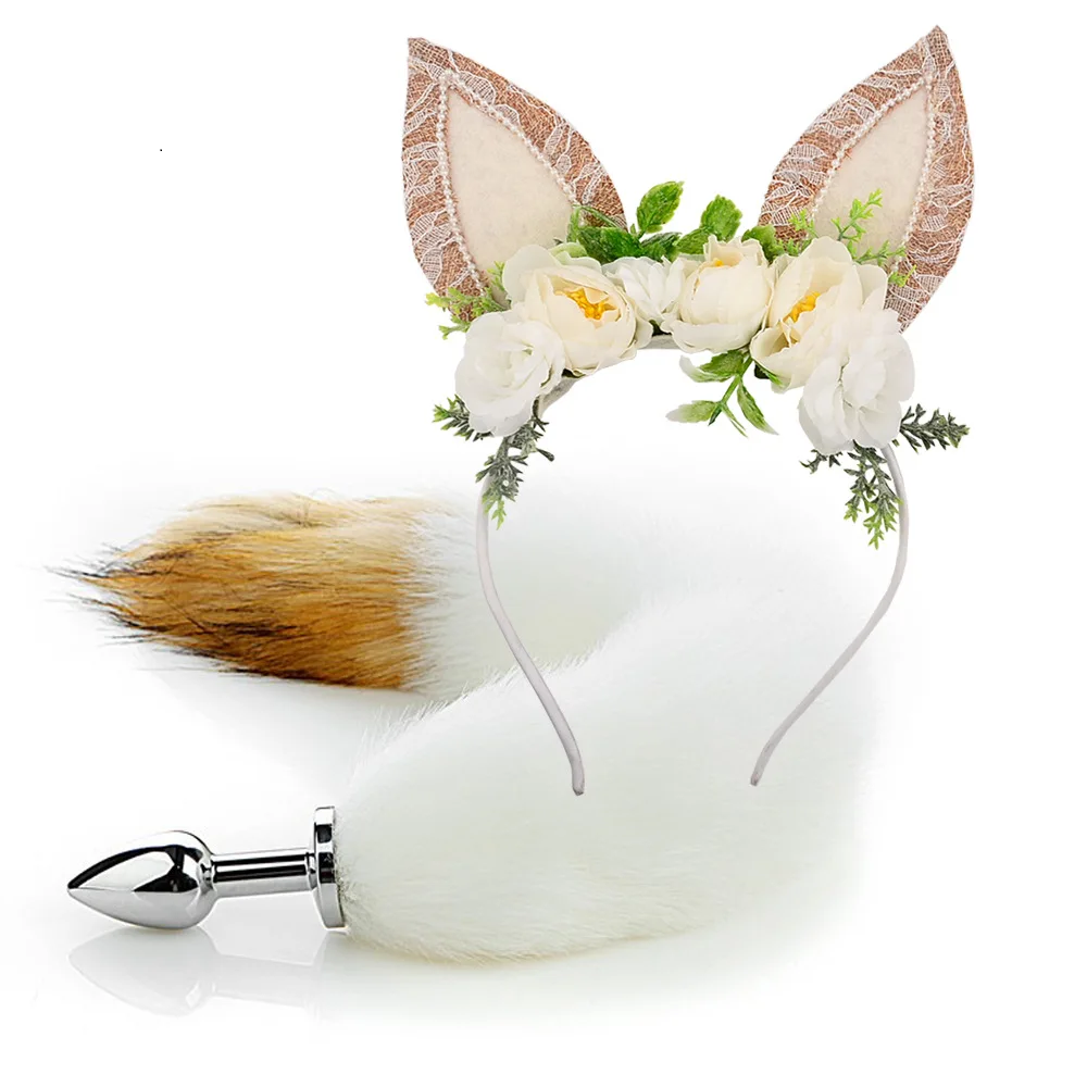 Fox Tail Anal Plug Plush Cat Ears Headbands Set For Women Toys