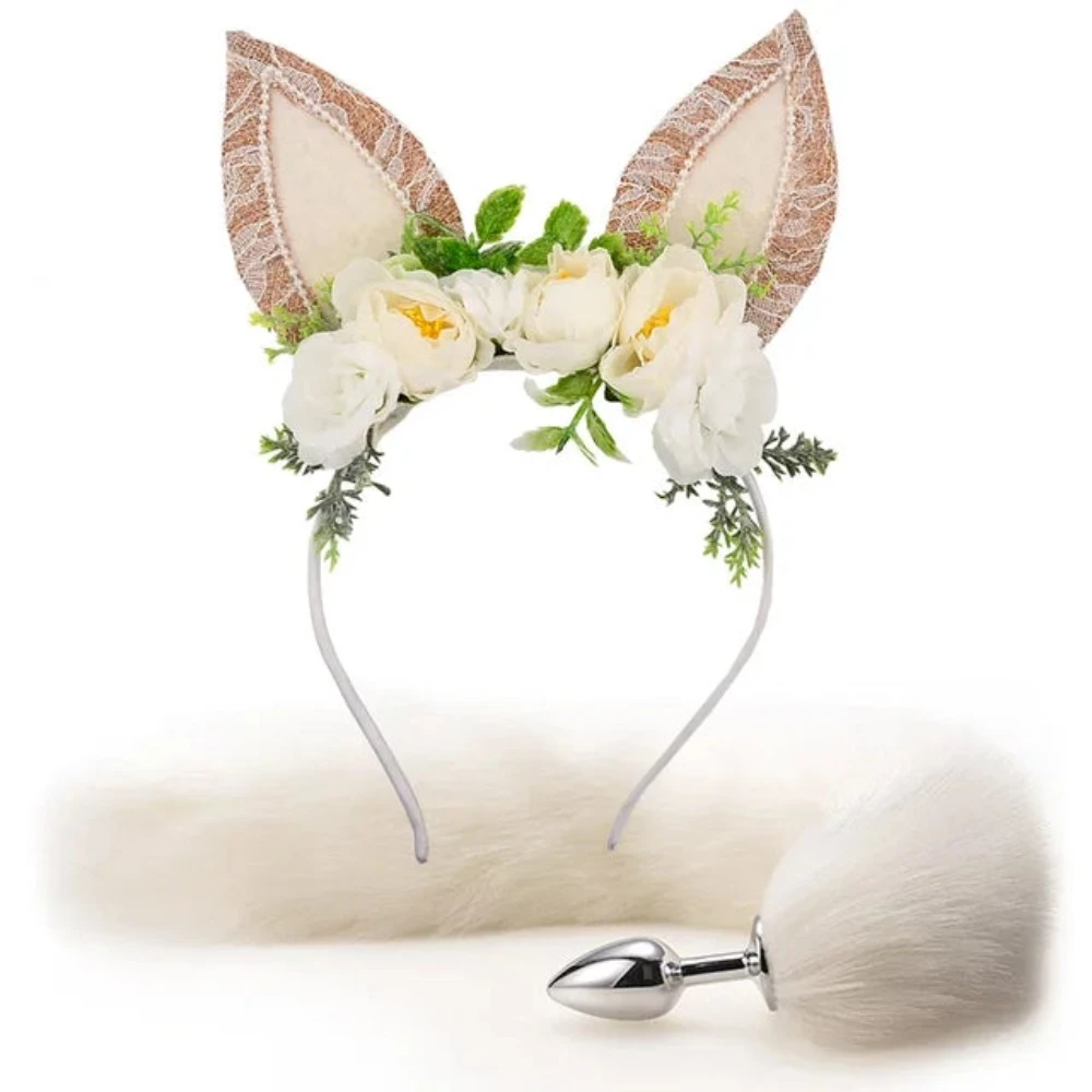 Fox Tail Anal Plug Plush Cat Ears Headbands Set For Women Toys