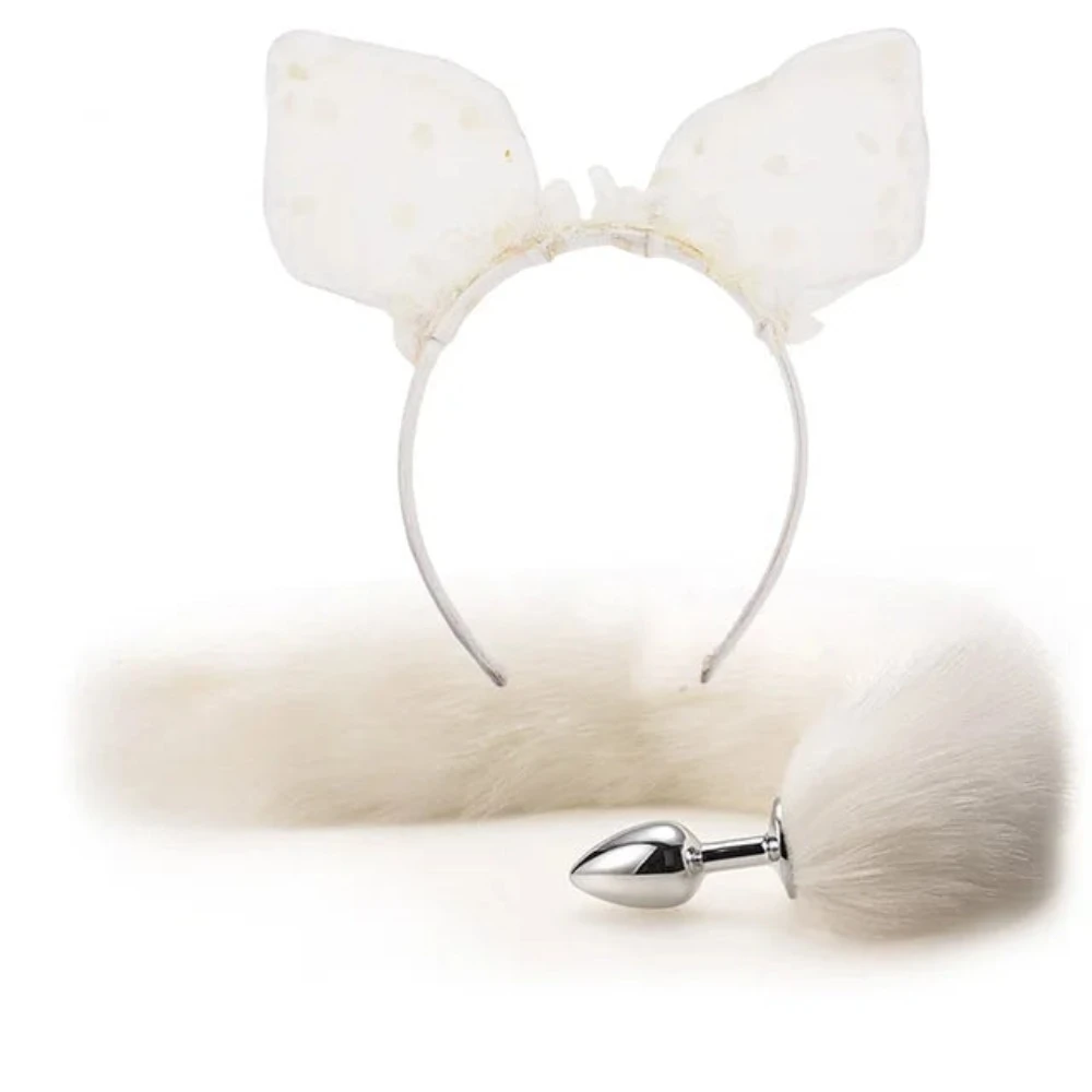 Fox Tail Anal Plug Plush Cat Ears Headbands Set For Women Toys