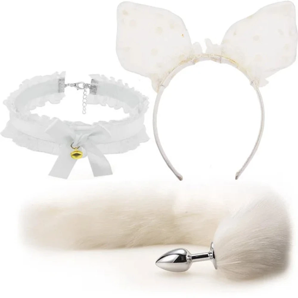 Fox Tail Anal Plug Plush Cat Ears Headbands Set For Women Toys