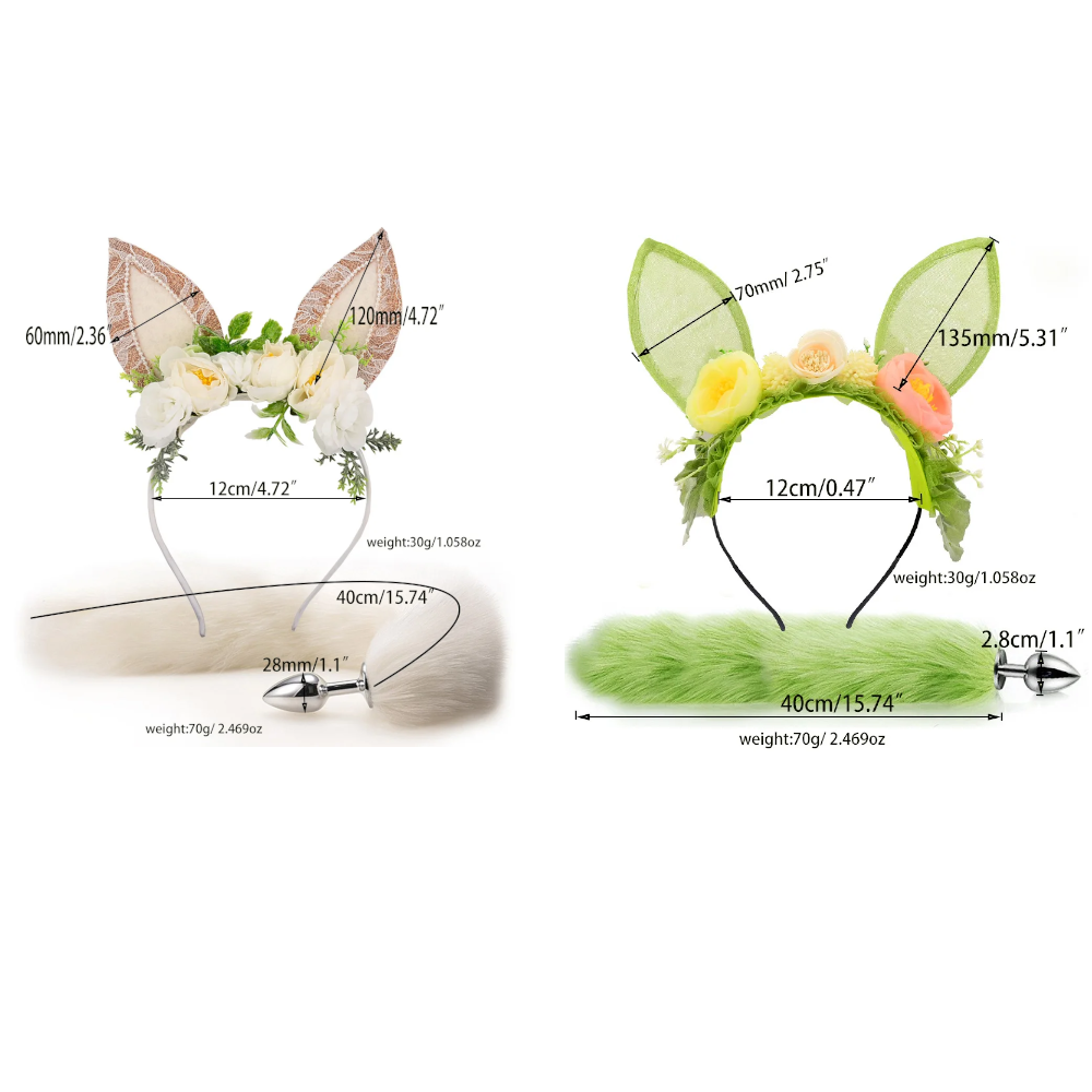 Fox Tail Anal Plug Plush Cat Ears Headbands Set For Women Toys