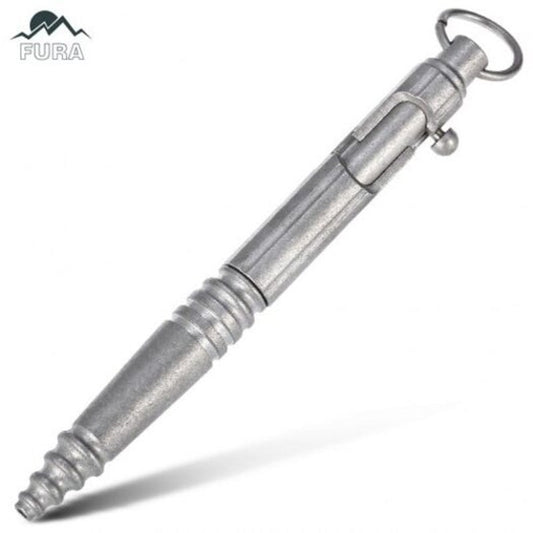 Bolt Style Vintage Surface Tactical Pen With Hanging Ring Silver