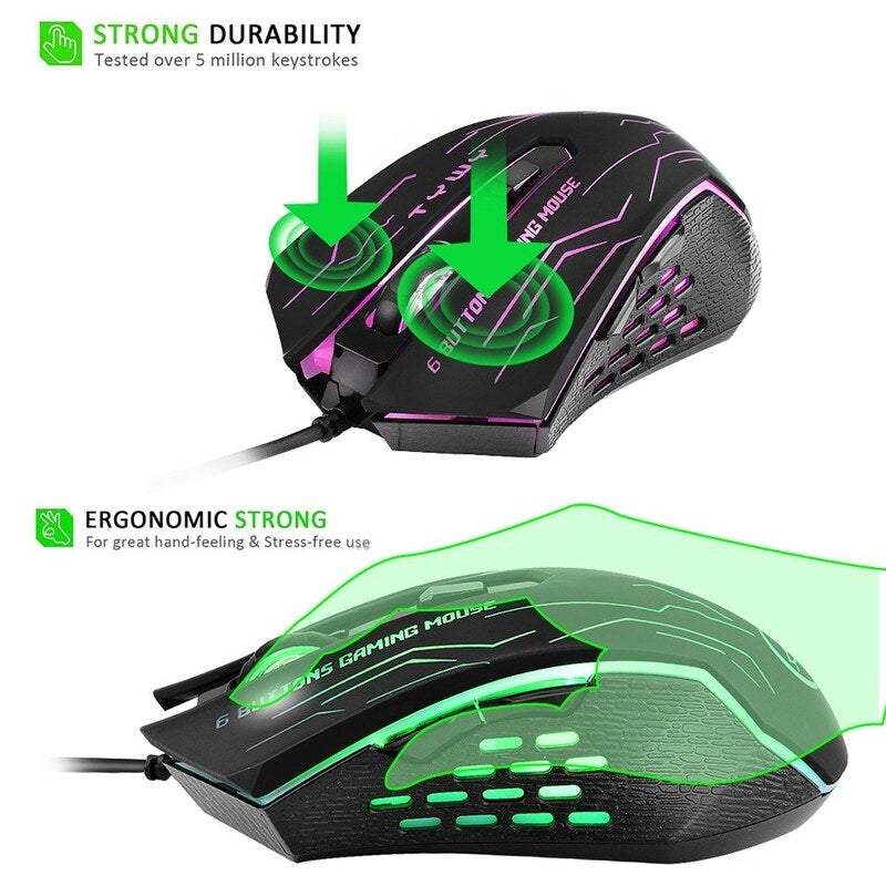 Computer Mouses G820 Wired Gaming 7 Backlights 6 Buttons Smart With Dpi Colour Breathing Led Lights