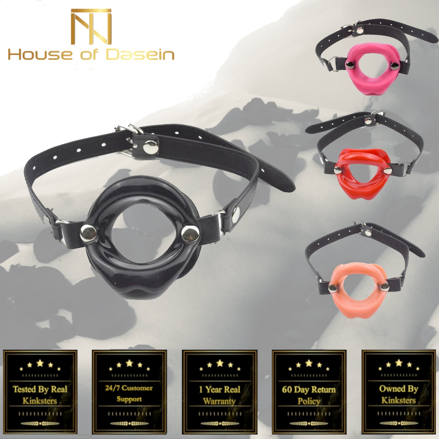 Open Mouth Rubber Lips Gag Slave Training Bondage Restraints