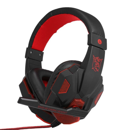 Gaming Headset Headphone For Pc Laptop Red