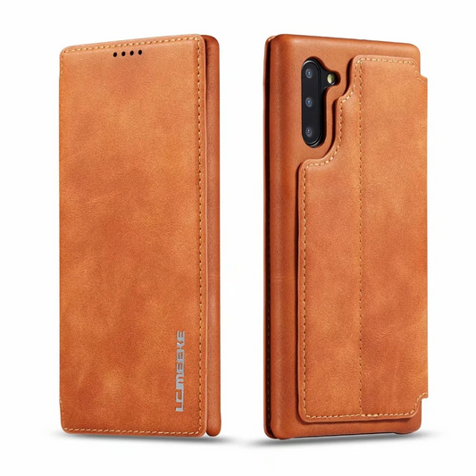 Genuine Leather Cover Case For Samsung Galaxy S20 S21 S22 S23 S24 Flip Card Slot