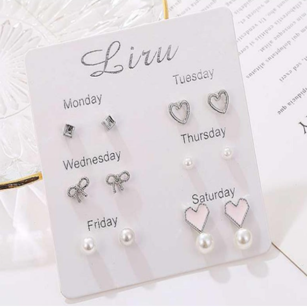 Veile Studios Girls'earrings Simple And Lovely Earrings Suit Personality Student 4