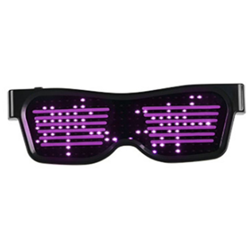 Rechargeable Bluetooth Dynamic App Glowing Glasses Usb Suitable For Christmas Bar Party Purple
