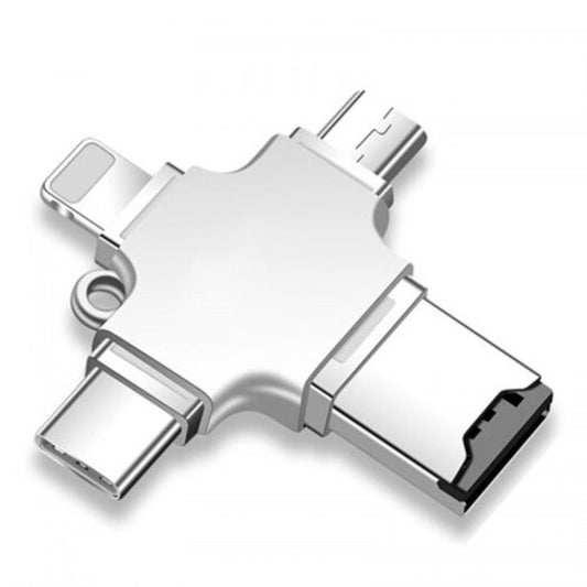 4 In 1 Usb 3.0 / 2.0 Card Reader Silver Usb3.0