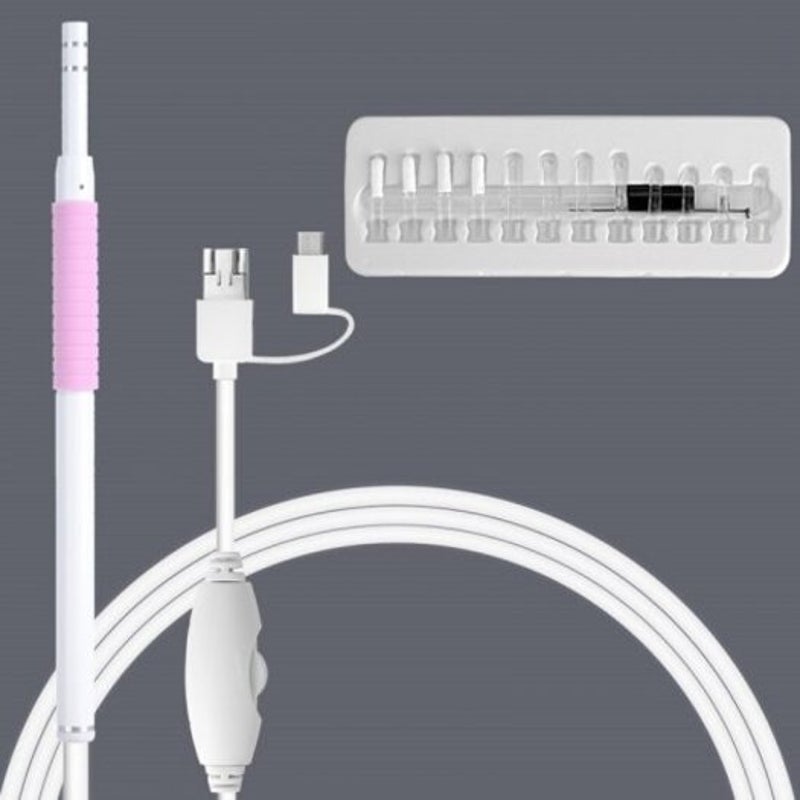 An102 Ear Cleansing Endoscope 3 In Visual Earpick Borescope Inspection Wax Remover Tool Pink