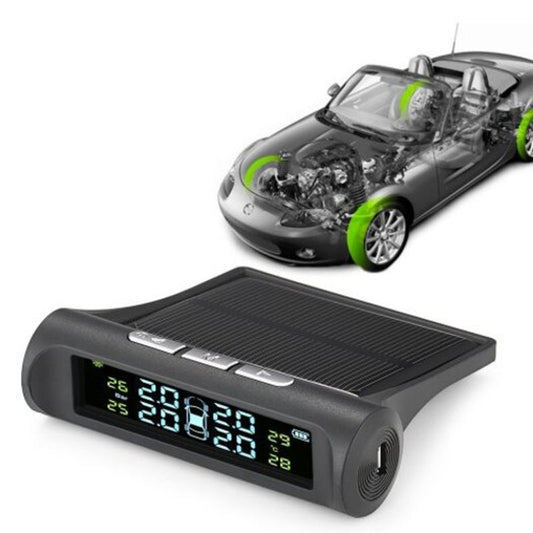 Car Tire Tyre Wheel Pressure Gauge Wireless Solar External Tester Black