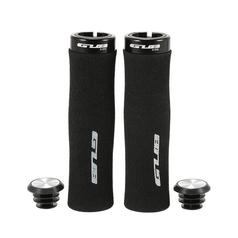 1 Pair Of Anti Slip Cushioned Bike Mtb Handlebar Locking Grips Cycling With End Plugs Caps For Folding Bikes Blau