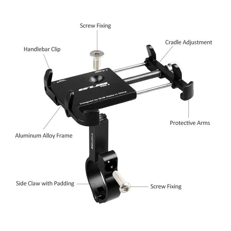 Pro2 Anti Slip Bicycle Adjustable Phone Holder Mount Cycling Support Titanium