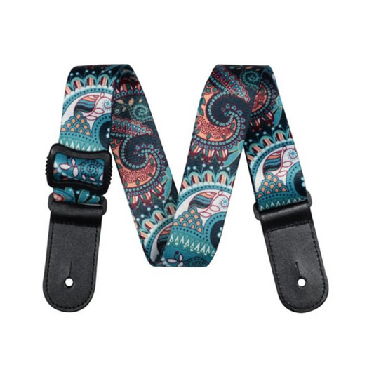 Electric Acoustic Bass Wide Guitar Strap Belt Black White