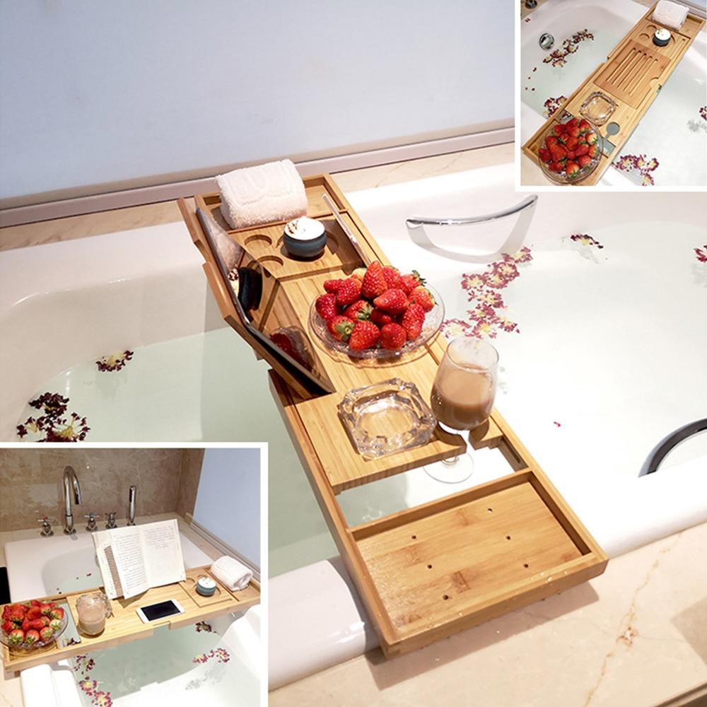 Bamboo Bathtub Tray Luxury Relaxation Self Care Bathroom Accessories