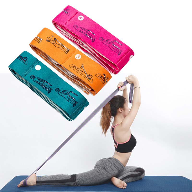 Yoga Stretch Resistance Bands Pink / Orange Blue Gym Fitness Pilates Workout