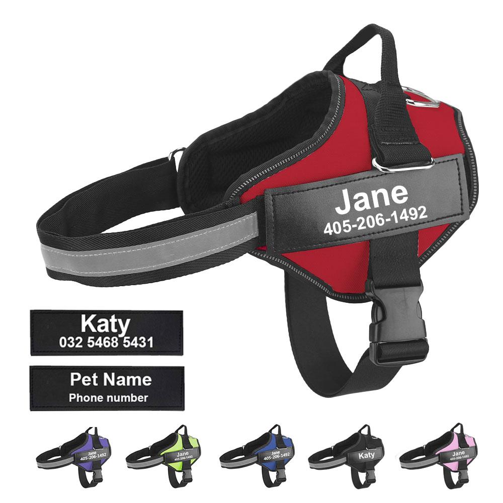Easy Snap Reflective Dog Harness With Custom Id Patch