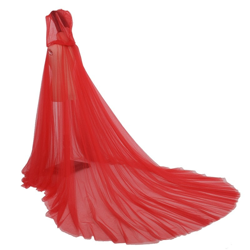 Cosplay Halloween Costume For Women Hooded Tulle Cape Cloak Wedding Bridals Floor Length Black White Red Soft Mesh Cloak