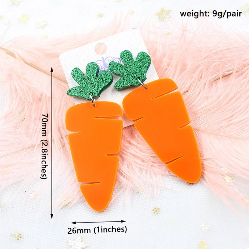 Acrylic Carrot Dangle Earrings Easter Jewellery