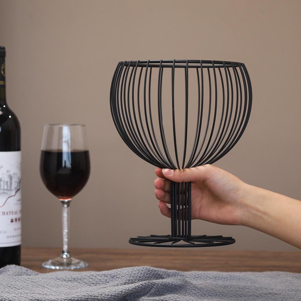 Wine Glass Shape Iron Fruit Bowl Basket Kitchen Decor
