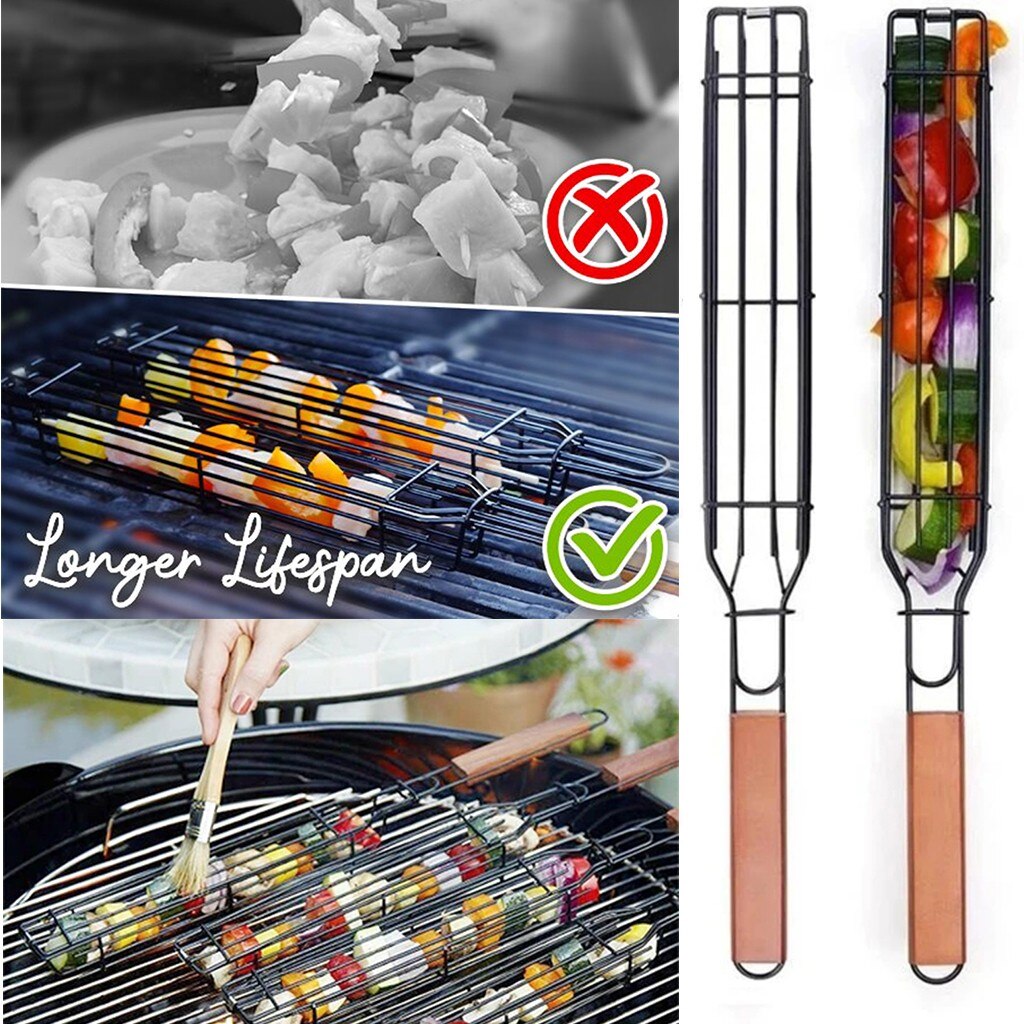 Pair Of Easy Kebab Bbq Grilling Baskets