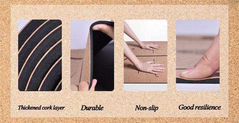 7 Chakras Natural Cork Tpe Yoga Mat 5Mm Thick Exercise