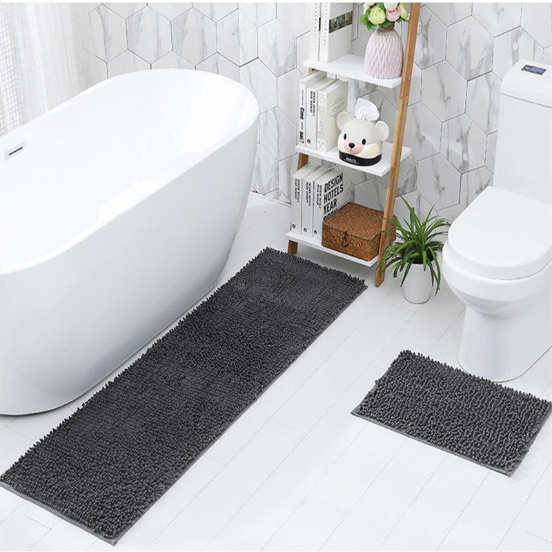 Soft Shaggy Chenille Solid Colour Non-Slip Bath Mat
