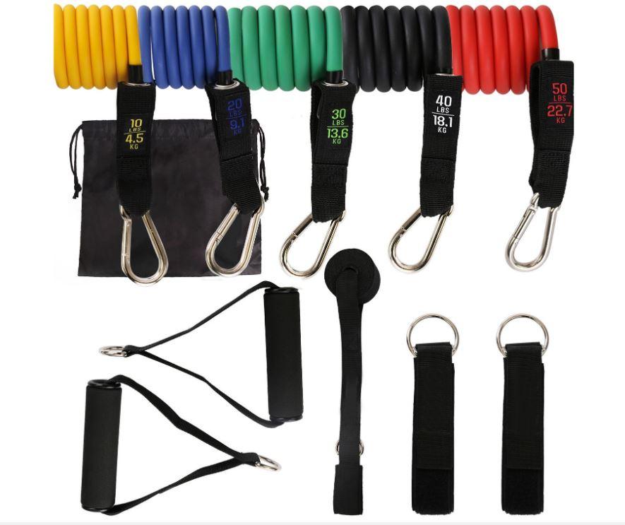 11Pcs Latex Resistance Bands Set Pull Rope Fitness Exercise Training Yoga Gym