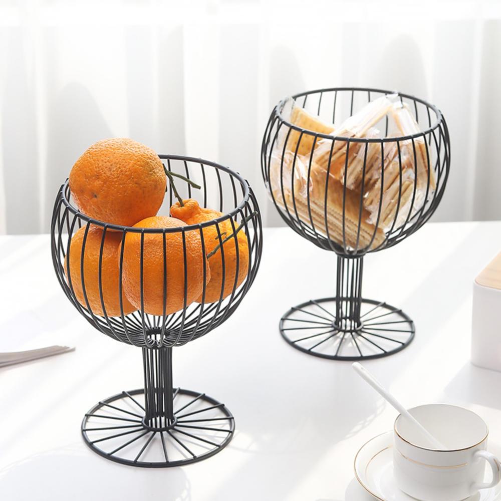 Wine Glass Shape Iron Fruit Bowl Basket Kitchen Decor