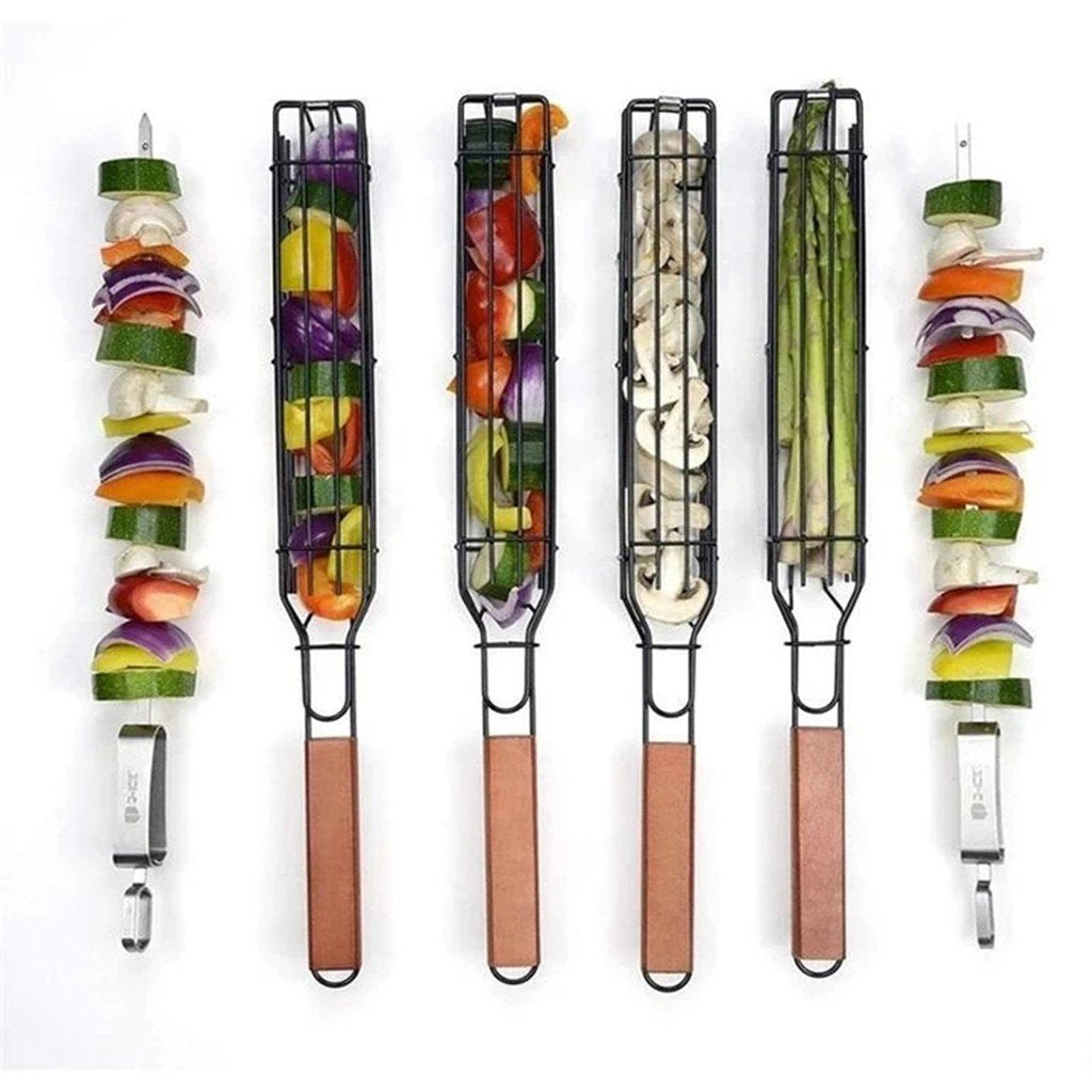 Pair Of Easy Kebab Bbq Grilling Baskets