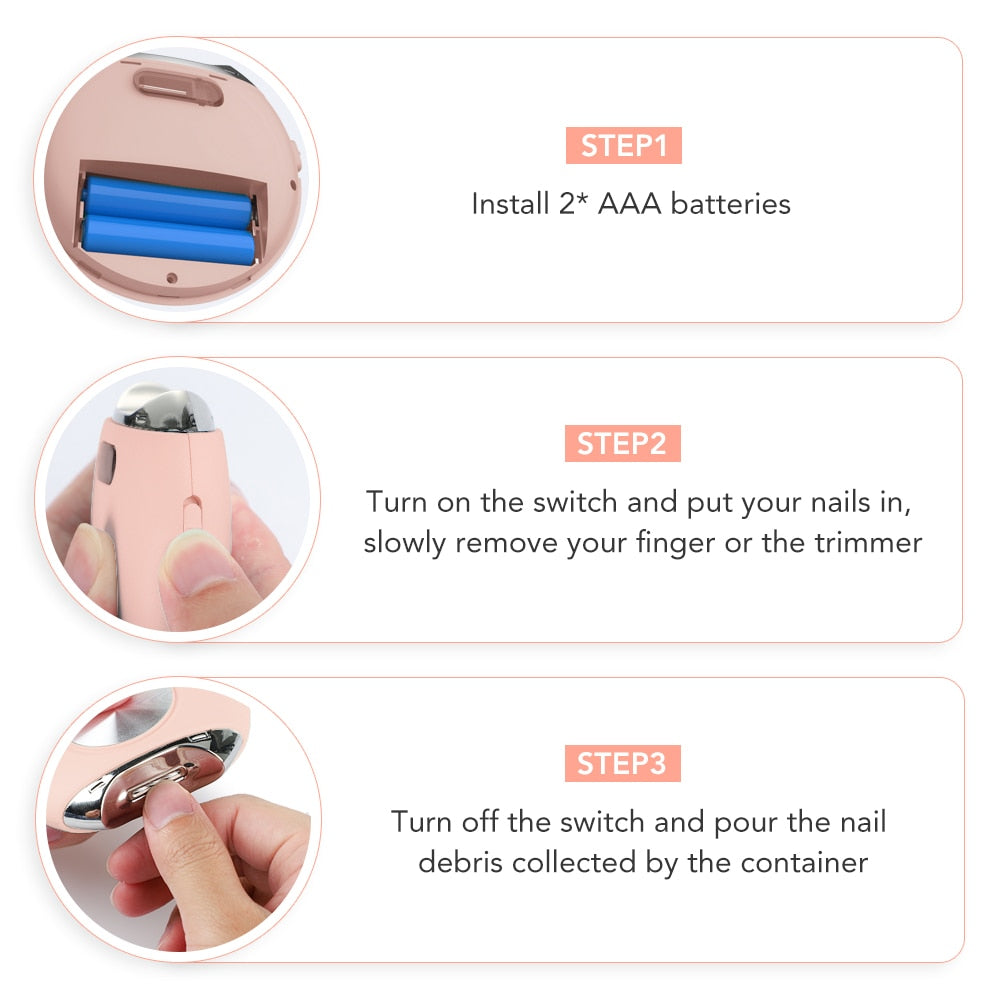 Electric Nail Clipper Adults Little One Automatic Trimmer Debris Container