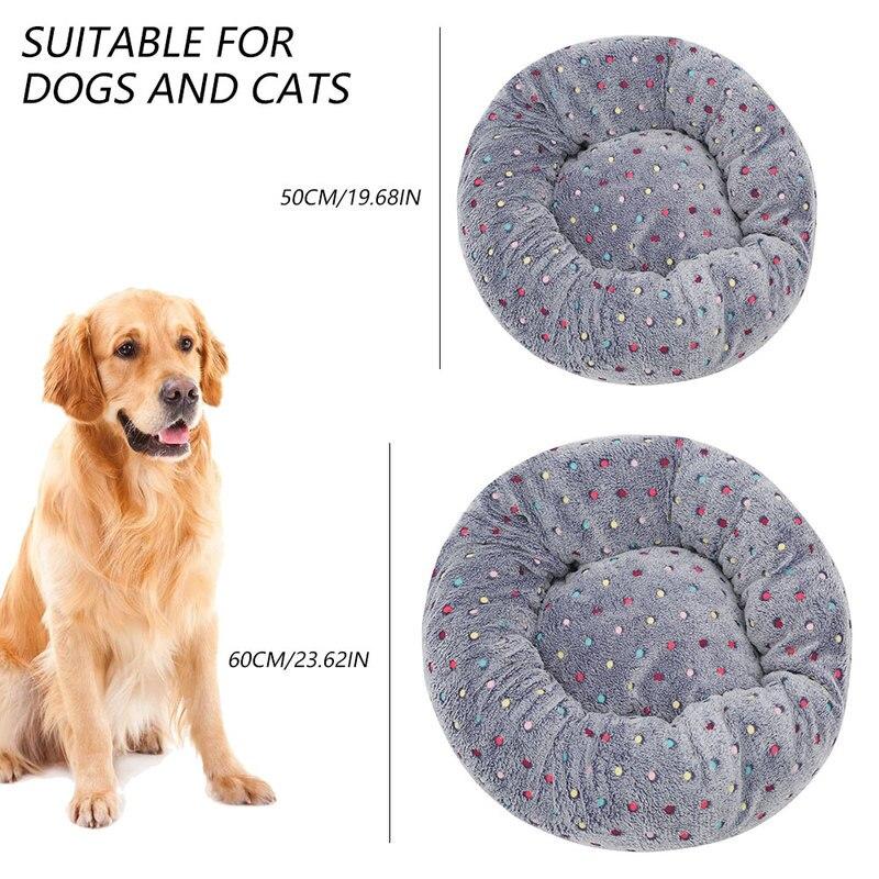 Colourful Dots Embroidered Soft Round Dog Bed Pet Nest