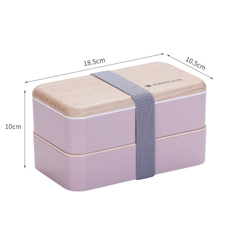 Bento Lunch Box Double Layer Container Utensil Chopstick Microwave Safe
