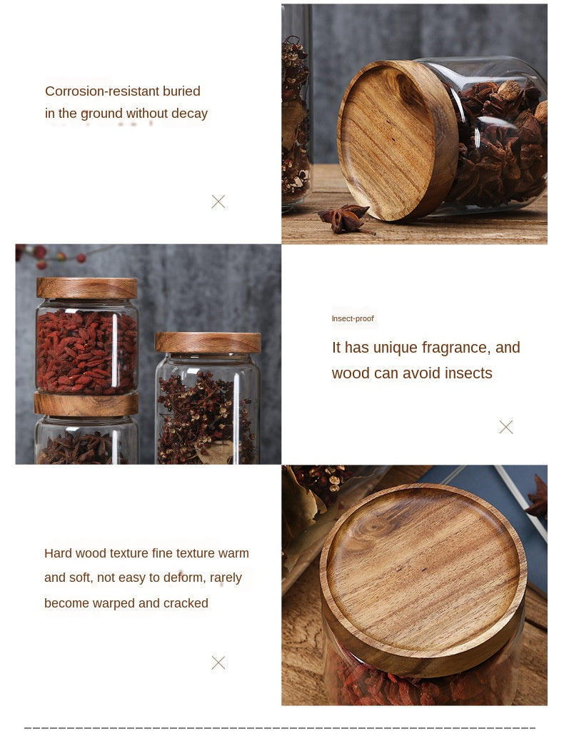 Acacia Wood Glass Kitchen Storage Containers