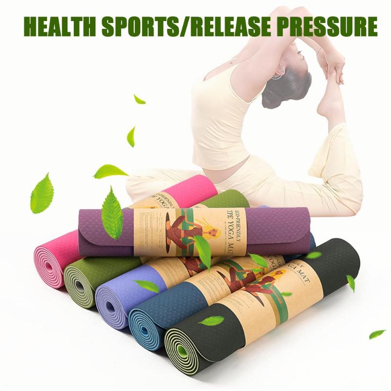 Two Tone Colours 6Mm Tpe Non Slip Yoga Mat Gym Fitness Equipment Exercise