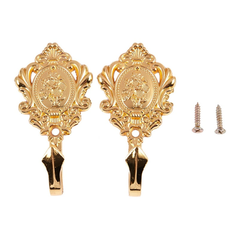 2Pcs/Set Alloy Drapery Curtain Wall Hook Tieback Rose Pattern Accessories