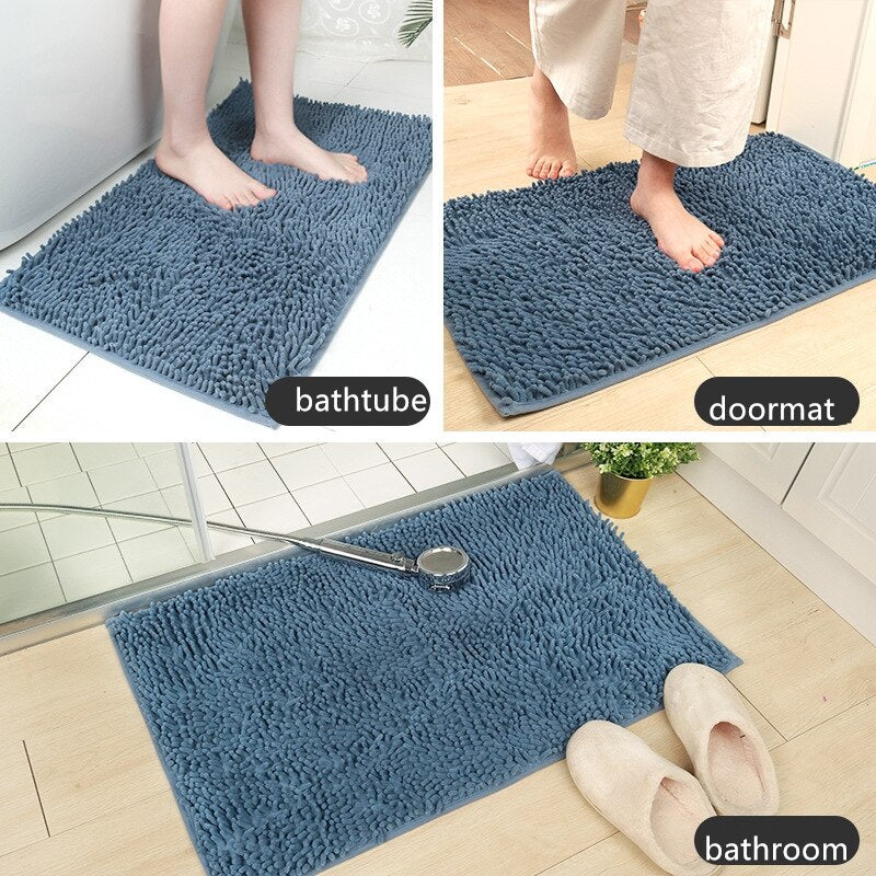 Soft Shaggy Chenille Solid Colour Non-Slip Bath Mat