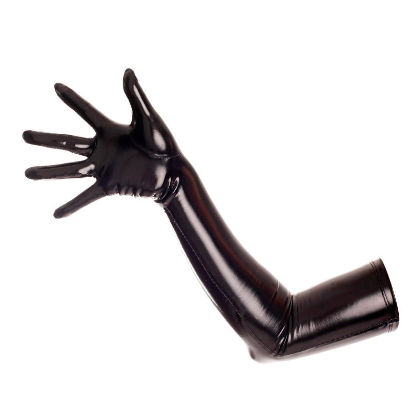 Shiny Patent Leather Faux Latex Long Gloves Cosplay Fetish Bdsm
