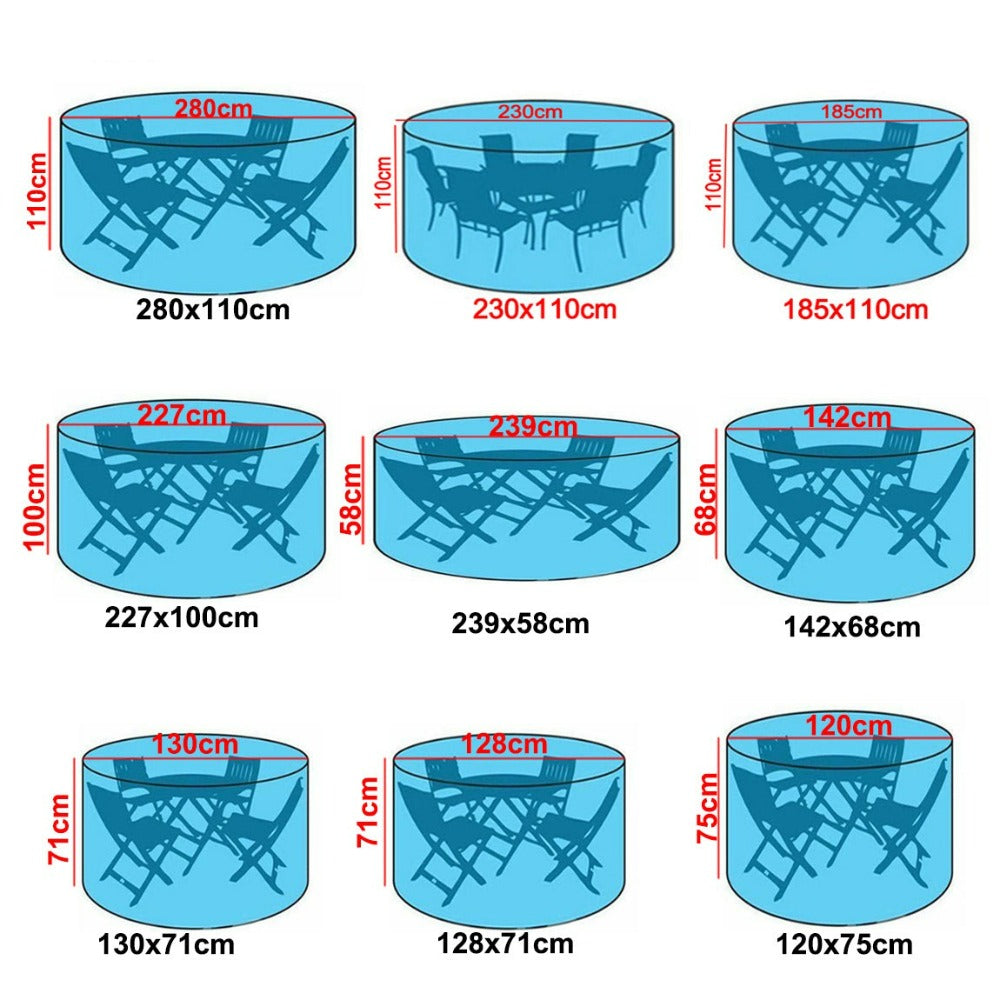 Dustproof Waterproof Black Outdoor Garden Round Table Furniture Cover